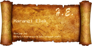 Harangi Elek névjegykártya